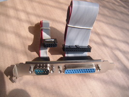 PCI Serial Parallel Header 9 Pin Male DB9&amp; DB25 Pin Female Cable Bracket... - $2.25
