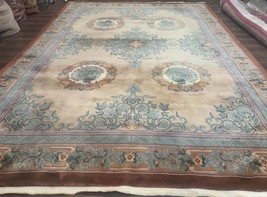 Chinese Wool Rug 9x12, Soft Thick Pile, Chinese 90 Line Rug, Peacocks - $2,600.00