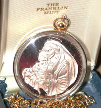 Vintage Franklin Mint Bronze Christmas 1974 Medal Necklace Holy Family - £11.15 GBP