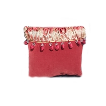 Decorative Pillow, Red Gold Metallic Jacquard, Red Velvet,  Decor Pillow, 16x16&quot; - £36.53 GBP