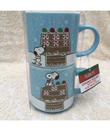 Snoopy Ceramic Mug Set by Peanuts Blue White Candy House Holiday Gift - £20.55 GBP
