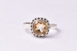 Sterling Silver Citrine Rose/ Gold Plated Unisex Beautiful Ring Party Wear Gift - £42.34 GBP+