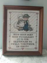 Vintage Framed Completed Country Couple Cross-stitch With Sentiment - £11.89 GBP