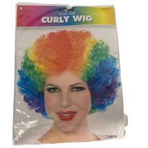 Amscan Adult Size Rainbow Curly Wig Costume Accessory Clown Hair New - $14.40