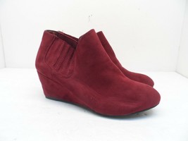 New Direction Women&#39;s Charlotte Wedge Bootie Red Burgundy Size 8.5M - £28.02 GBP
