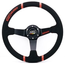 Black Mugen 350mm/14inch Black Suede Jdm Deep Dish Steering Wheel For Honda - £60.97 GBP