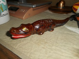 Ceramic Pottery Brown Crocodile Alligator Hollow Figurine 6&quot; No Issues Japan - £10.47 GBP