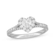 Valentine&#39;s Gift Lab Created Diamond Sterling Sliver Heart Halo Engagement Ring - £35.84 GBP