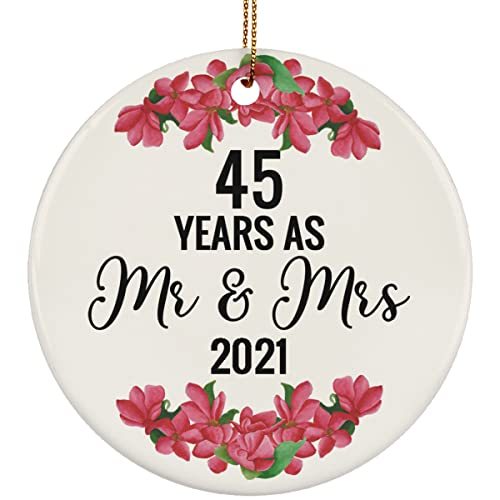 hdhshop24 45 Years As Mr & Mrs Circle Ornament 3 inch 45th Wedding Anniversary P