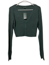 NWT Wild Fable Cropped Cardigan Sweater Womens Large Dark Green Teal - £11.62 GBP