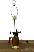 Vintage Clayton &amp; Lambert Brass Blow Torch Table Lamp 1921 Red Handle Up... - $55.74