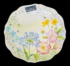 4 Tahari Colorful Spring Floral Scalloped Borders Melamine 11&quot; Dinner Pl... - £39.16 GBP