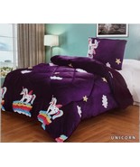 2 PC SUPER SOFT FLANNEL TWIN SIZE BORREGO BLANKET / COMFORTER SET PURPLE... - $61.43 CAD