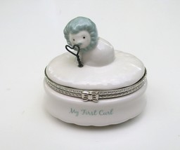 Keepsake Hinged Box by Sweetums, My First Curl, Lion, Blue, New - $10.95