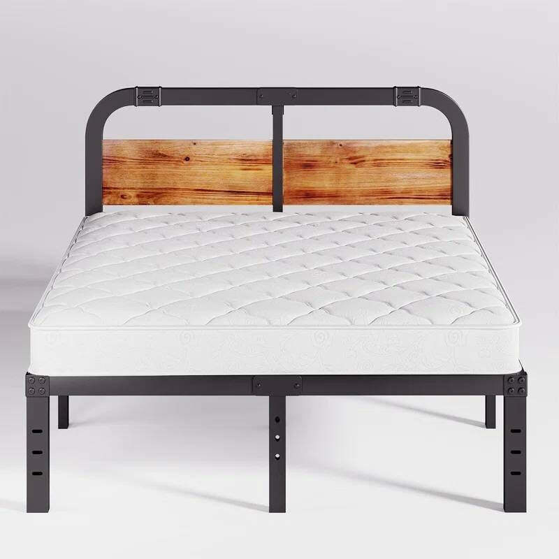 California King Heavy Duty Black Metal Bed Frame With Wood Headboard Item image 4