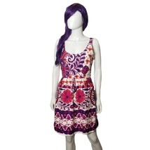 TRINA TURK Purple Pink Red Jewel Tone Shift Dress Womens Size 8 - £46.51 GBP