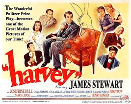 HARVEY POSTER 22x28 INCHES HALF SHEET JAMES STEWART JIMMY RABBIT POOKAH - £27.97 GBP
