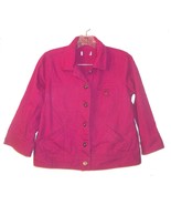 Fuchsia Pink Cotton Denim Jean Jacket w/3/4 Sleeves Size Medium/Large - £29.01 GBP