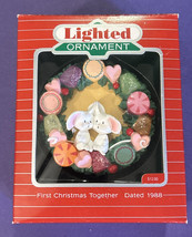 VTG Hallmark Lighted Magic Ornament 1988 First Christmas Together WHITE MICE - $11.30