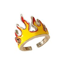 Flame Open Rings For Women Men Metal Fire Design Trend Aesthetics Party Jewelry  - £19.93 GBP
