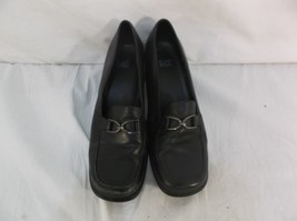 Gracee Black Leather 2&quot; Chucky Heels Shoes Women&#39;s 8 1/2M KD140298 - £14.95 GBP