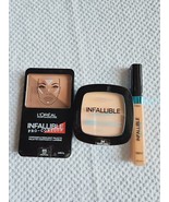 3pc L&#39;Oreal InFallible Pro-Contour Highlight Palette, Pro-Glow Powder&amp; C... - £11.34 GBP