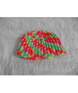 BRIGHT NEON COLORS BABY HAT GREEN YELLOW RED ORANGE HAND MADE NEW - £6.29 GBP