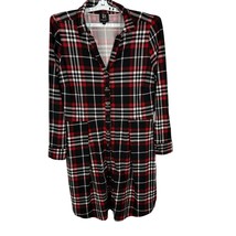 Derek Heart Plus Size Plaid Button-Down Tunic Dress 1X Black Red Long Sleeve - $18.50