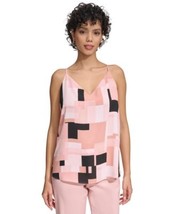 Calvin Klein Womens Geometric-Print Camiso Blackdesert Rose XS - $12.00