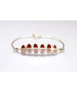 Sterling Silver  Bracelet - Reddish and Pink Stone Inlay - £77.08 GBP