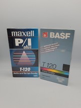 2 Blank Vhs: Basf T-120 Vcr Eq + Maxwell P/I Plus Video Tapes 6 Hrs New Sealed - £6.64 GBP