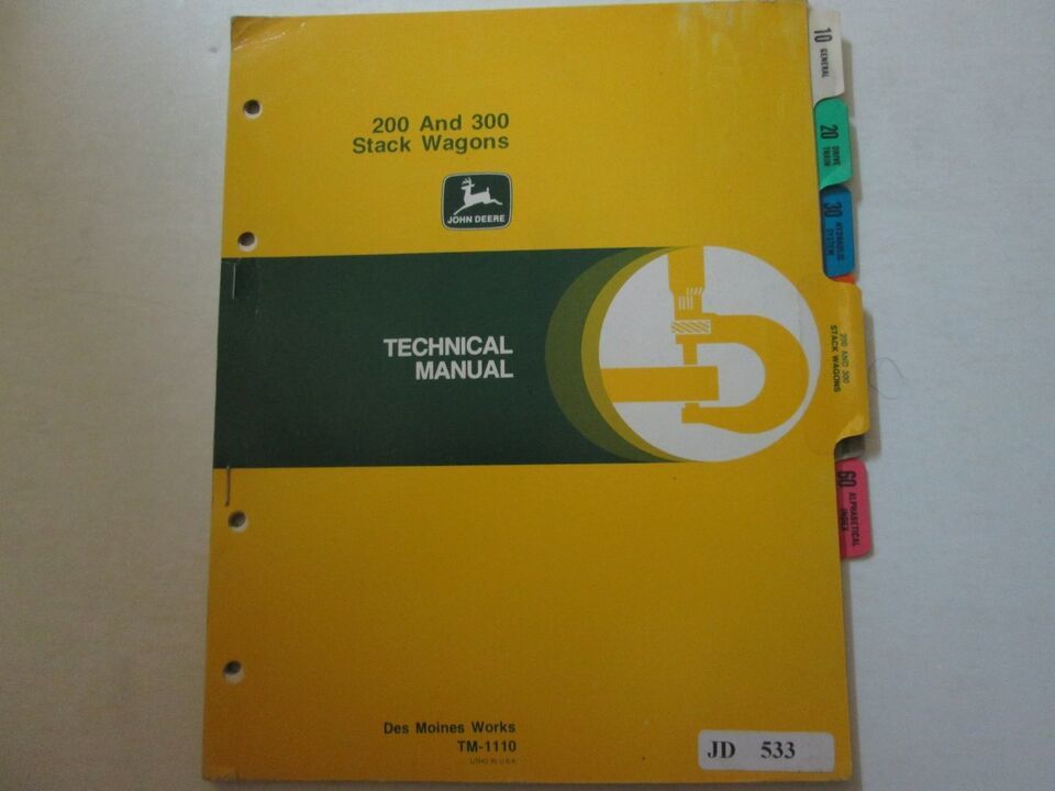 John Deere 200 and 300 Stck Wagons Technical Service Repair Shop Manual ... - $6.97
