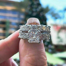Princess Cut 3.75Ct Simulated Diamond Engagement Ring Set 14K White Gold Size 9 - £232.33 GBP