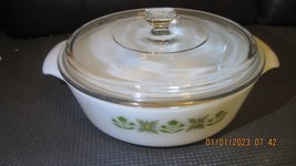 Vintage Fire King glass Meadow Green 1 1/2 qt casserole dish with lid #437 - £27.69 GBP