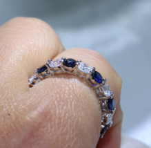 3Ct Redondo Imitación Diamante Zafiro Boda Ring 14K Bañado en Oro Blanco - £79.44 GBP