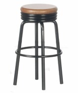 Dollhouse Miniature - 1950&#39;s Metal Stool Style Furniture - Oak Top - $13.99