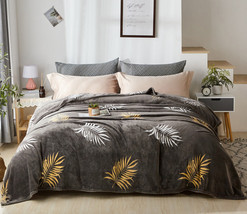 Gold Leaves - Throw Flannel Fleece Blanket Soft Lightweight Bed Sofa Bla... - £22.01 GBP