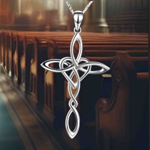 Sterling Silver Celtic Cross Necklace - Elegant and Unique Design - £83.55 GBP