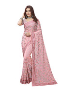 Designer Gajari Heavy Resham Embroidery Work Sari Georgette Party Wear S... - £85.68 GBP