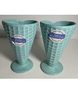 Faiancas Ramos 2 Ceramic ice cream bowls shaped like waffle cones Drk BL... - $398.61 MXN