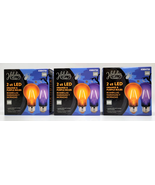 Lot of 3 Clear Glass LED Light Bulbs Orange &amp; Purple Halloween Decoratio... - £11.85 GBP