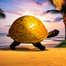 Vintage Art Glass Turtle Accent Night Light Amber Brass- Electric Off On Switch - $46.75