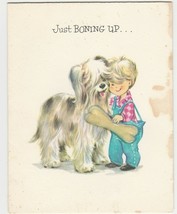 Vintage Birthday Card Sheepdog and Boy Just Boning Up 1960&#39;s Coronation - £5.53 GBP