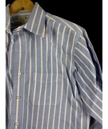 LL Bean Shirt 16 1/2 Size L Button Up Shirt Mens Blue Stripe Preppy Naut... - $40.89