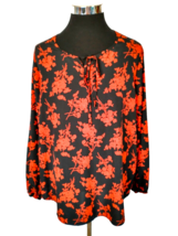 Shein Curve Womens Size 4XL Blouse Pullover Red Black Floral 100% Polyester - $14.85