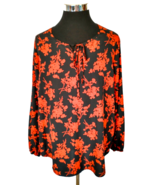 Shein Curve Womens Size 4XL Blouse Pullover Red Black Floral 100% Polyester - £11.68 GBP