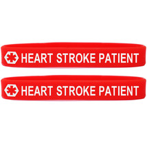 2 (Two) Heart Stroke Patient Red Wristbands - Medical Alert Silicone Bracelets - £7.02 GBP