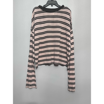 T&amp;B Girls Casual Shirt Pink Black Striped Pullover Top Academia Long Sle... - £13.83 GBP