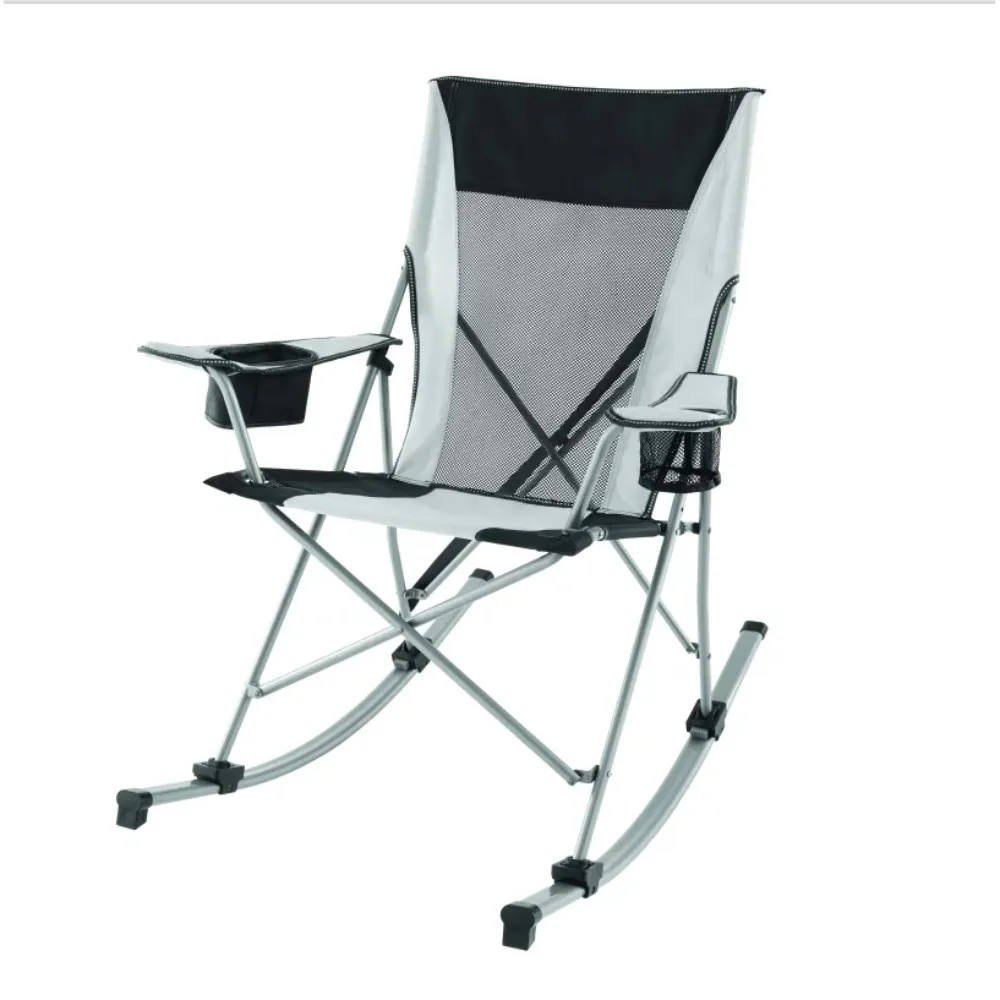Detachable Rockers Folding Camping Chair Gray and Black Nature Hike Chair Adult - £52.64 GBP
