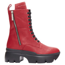 Giuseppe Zanotti Apocalypse Leather Side Zip Combat Boots Women Red Size 39 - £375.03 GBP